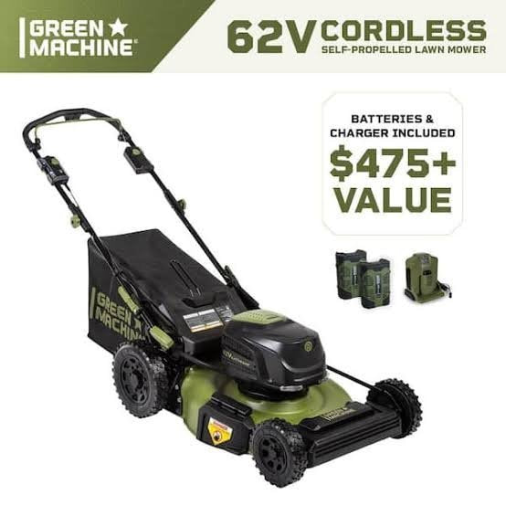 Green Machine 62V Brushless 22 in. Electric Cordless Battery Self