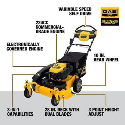 DEWALT 28 in. 224cc 3-in-1 Self-Propelled Gas Push Lawn Mower