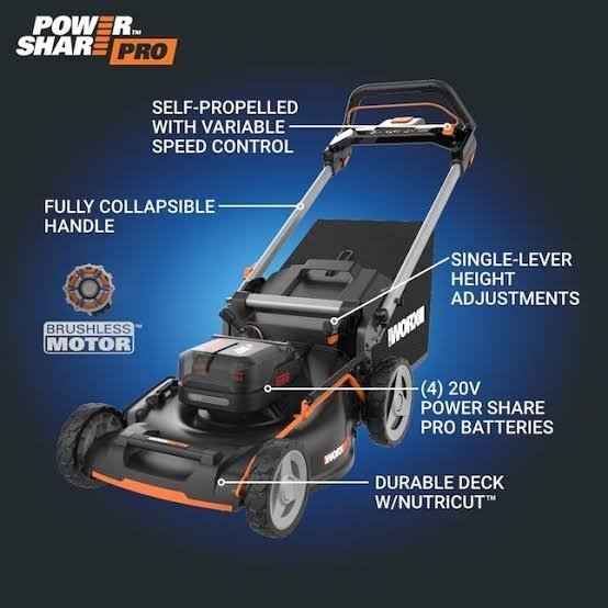 Worx 40-volt 21-in Cordless Self-propelled Lawn Mower 5 Ah