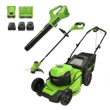 Greenworks 48V Cordless Battery Push Mower w/ Two 4.0Ah USB Batteries & Dual Port Rapid Charger
