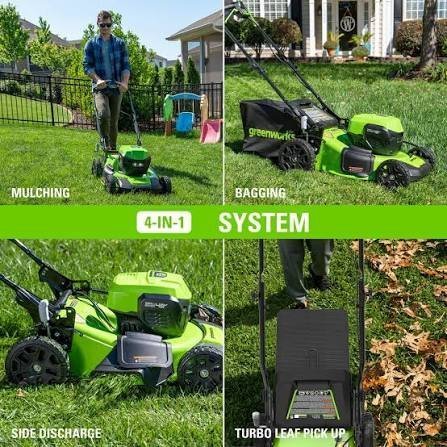 Greenworks 48V Cordless Battery Push Mower w/ Two 4.0Ah USB Batteries & Dual Port Rapid Charger