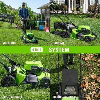 Greenworks 48V Cordless Battery Push Mower w/ Two 4.0Ah USB Batteries & Dual Port Rapid Charger