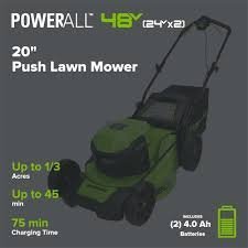 Greenworks 48V Cordless Battery Push Mower w/ Two 4.0Ah USB Batteries & Dual Port Rapid Charger