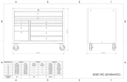 Extreme Tools 55 In 11 Drawer Pro Roller Cabinet BLACK