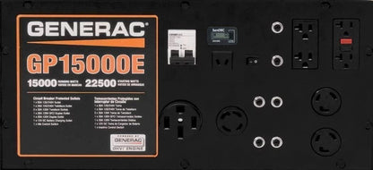 Generac 5734 GP15000E 15000-Watt Electric Start Portable Generator