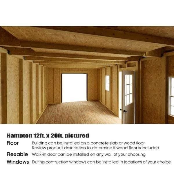 Hampton 12 ft. W x 16 ft. D Wood Storage Shed Kit with Floor (192 Sq. ft.) Installtion Included