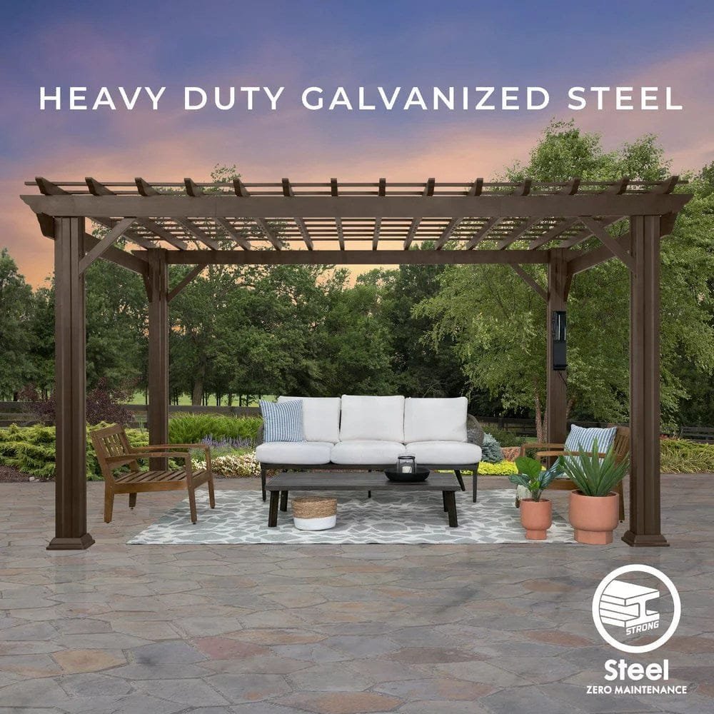 16×12 ashford traditional steel pergola with sail shade soft canopy