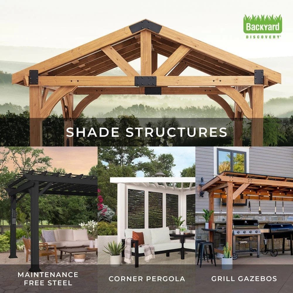 16×12 ashford traditional steel pergola with sail shade soft canopy
