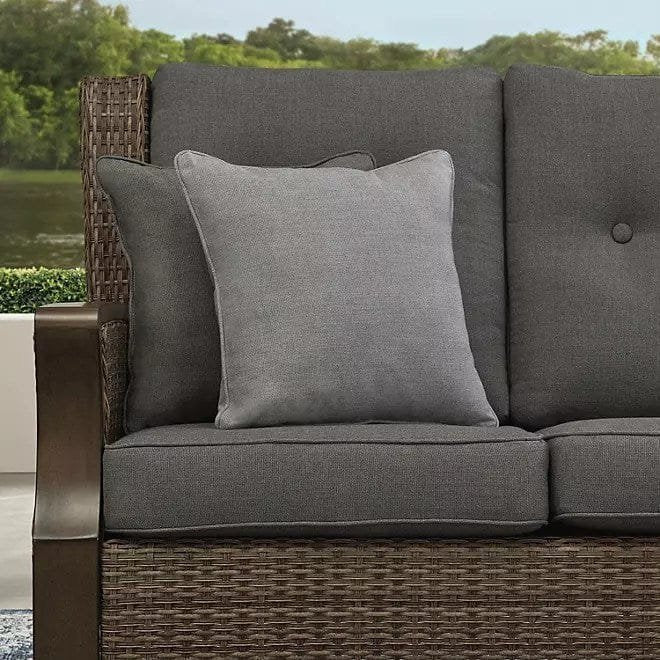 Newcastle 6-Piece Patio Deep Seating Set with Fire Pit – Smoke – Member’s Mark