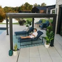 16×12 trenton modern steel pergola with sail shade soft canopy