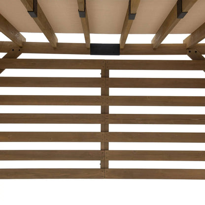 SummerCove 11 ft. x 10 ft. Tan Cedar Frame Wood Pergola with Adjustable Canopy