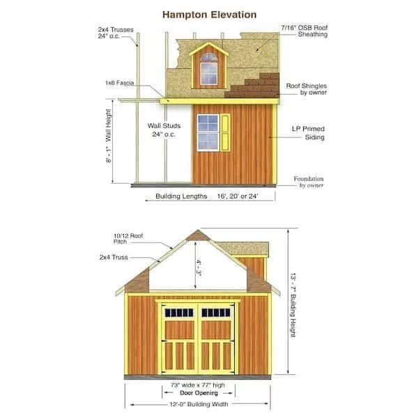 Best barns Hampton 12×16 Wood Storage Shed Kit Installation Included