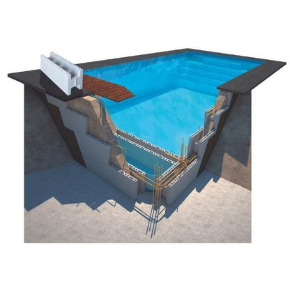 Piscine en kit polystyrène, 4 x 3 x 1,5m, échelle – kit de base â Couleur du liner: Beige/Sable | Épaisseur du liner: 0,90 mm
