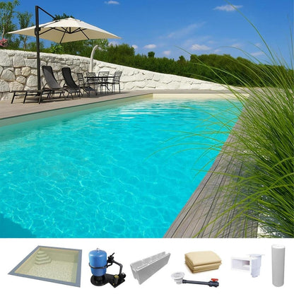 Piscine en kit polystyrène, 4 x 3 x 1,5m, échelle – kit de base â Couleur du liner: Beige/Sable | Épaisseur du liner: 0,90 mm