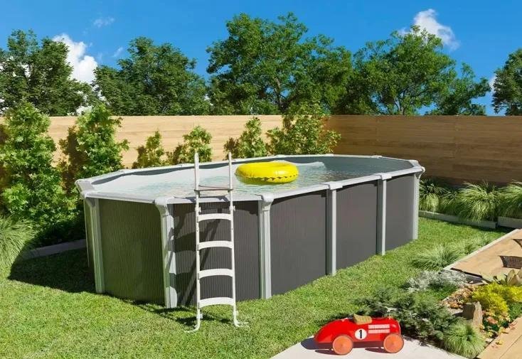 Trigano Piscine métal hors sol anthracite 5,20 x 3,95 x 1,32 m