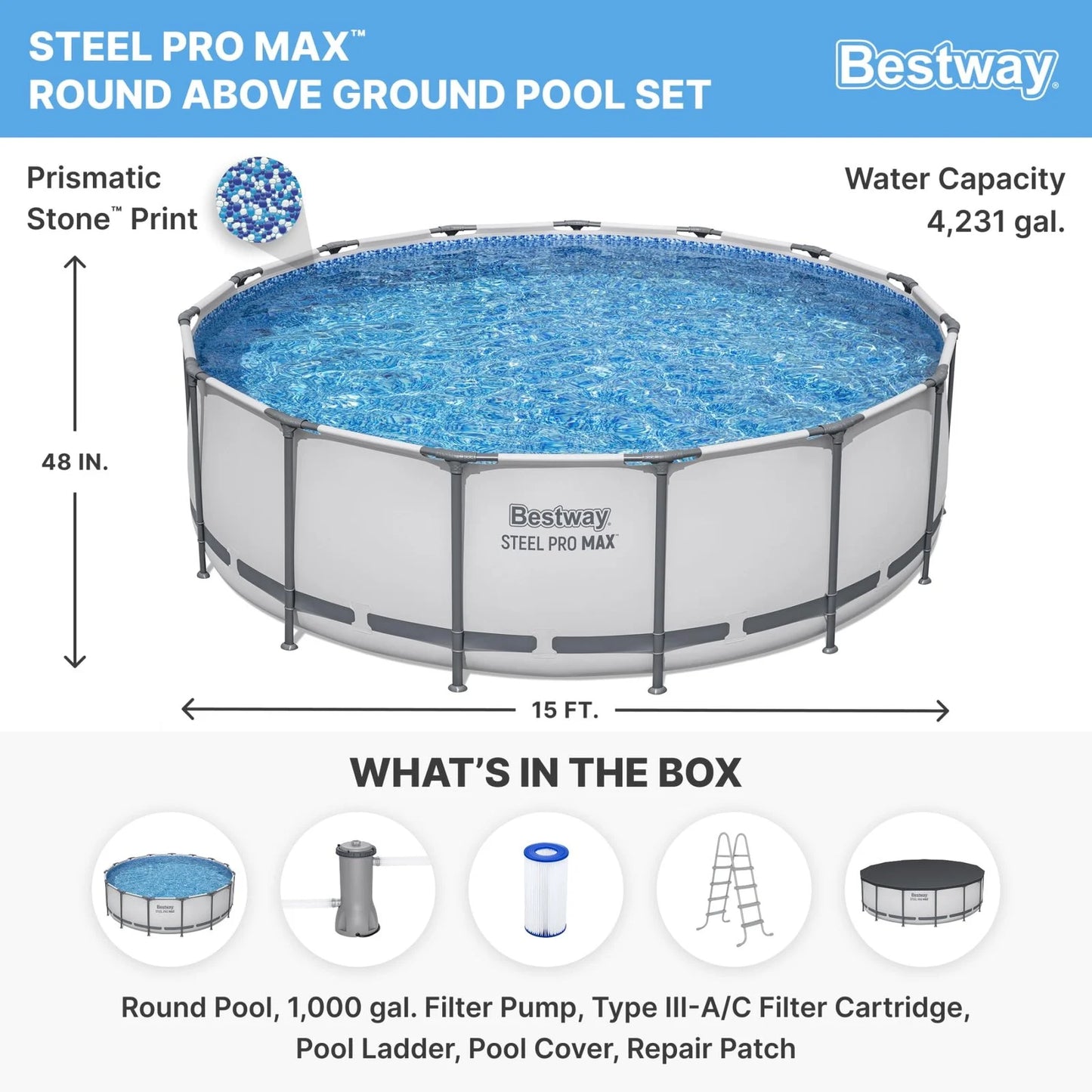 Bestway Steel Pro MAX 10 Foot x 30 Inch Round Metal Frame Above Ground Outdoor Backyard Swimming Pool Set with 330 GPH Filter Pumps