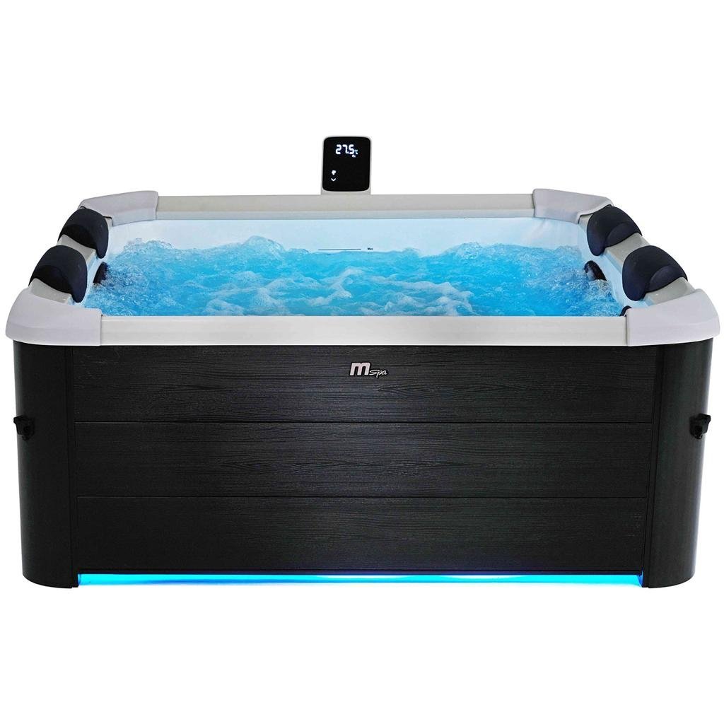Spa rigide OSLO Mspa 6 personnes gris. 4 coussins. bâche incluse. hydromassages système