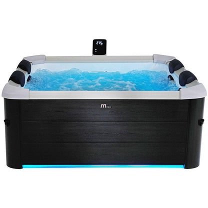 Spa rigide OSLO Mspa 6 personnes gris. 4 coussins. bâche incluse. hydromassages système