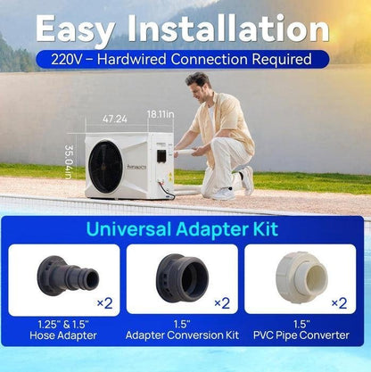 Pool HEX075 75000 BTU Up to 21,000 Gallons Pools 220V