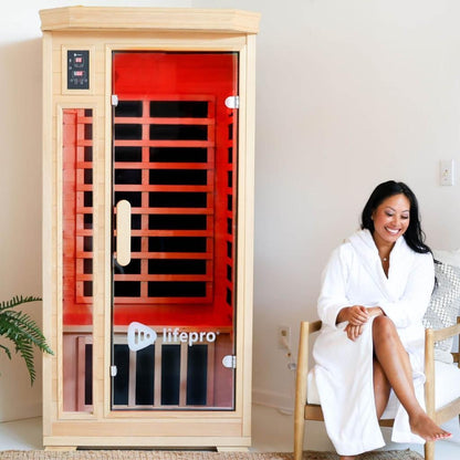 LifePro 1 Person Far Infrared Home Sauna brown