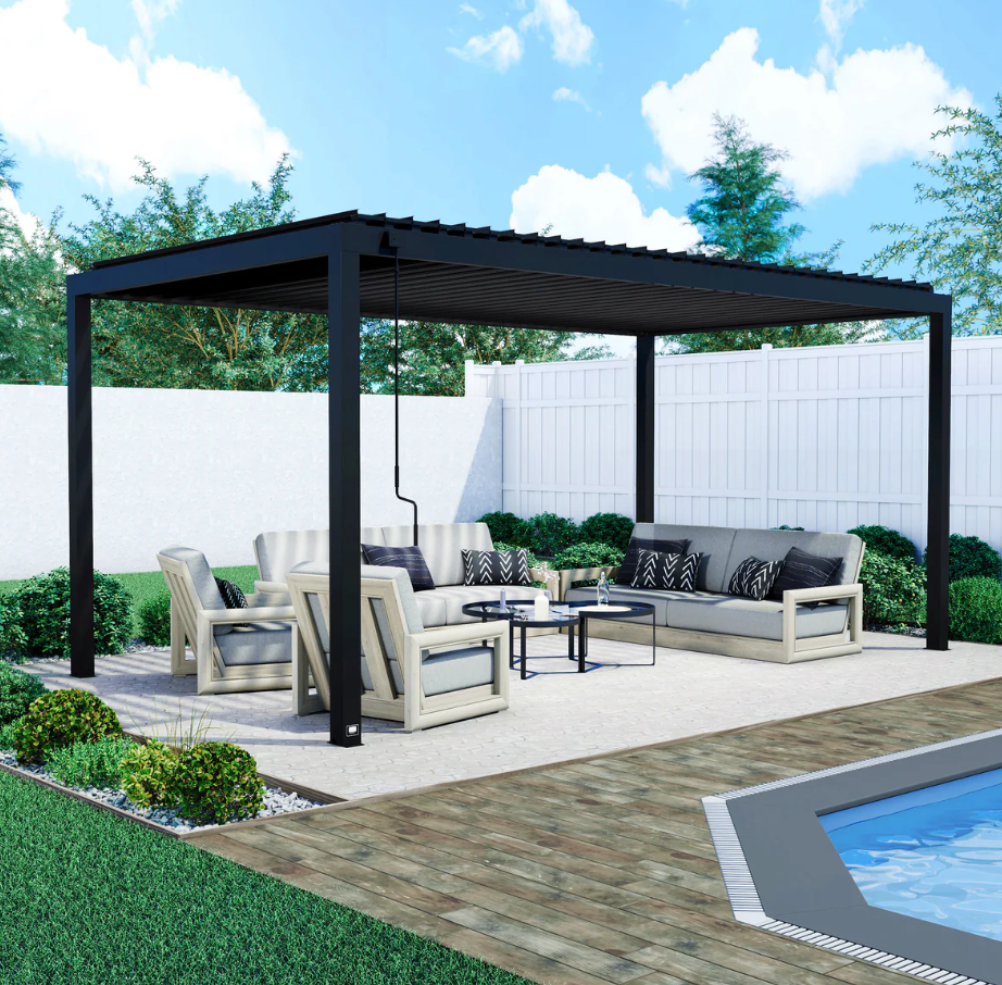 Backyard Discovery Sarasota Galvanized Steel Louvered Outdoor Pergola