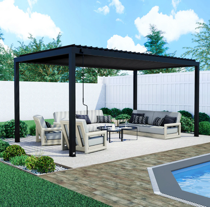 Backyard Discovery Sarasota Galvanized Steel Louvered Outdoor Pergola