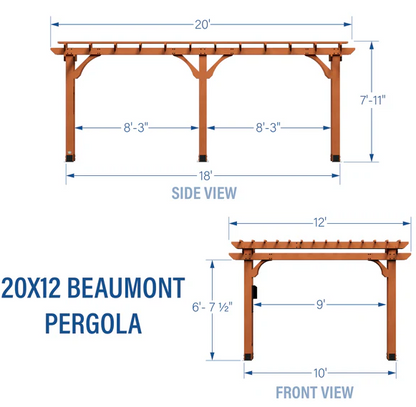 Backyard Discovery Beaumont 20 Ft x 12 Ft Cedar Patio Pergola with Power