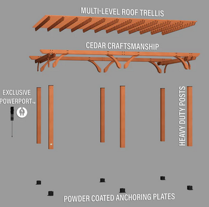 Backyard Discovery Beaumont 20 Ft x 12 Ft Cedar Patio Pergola with Power