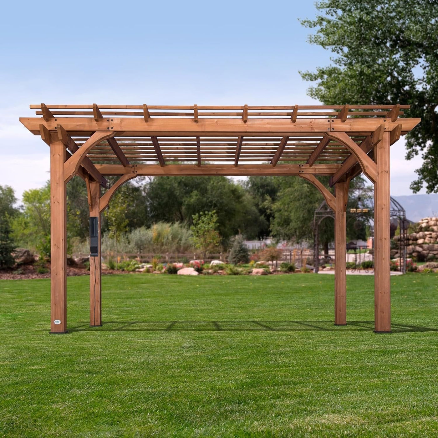 Backyard Discovery 10 Ft x 14 Ft Cedar Wood Outdoor Patio Pergola