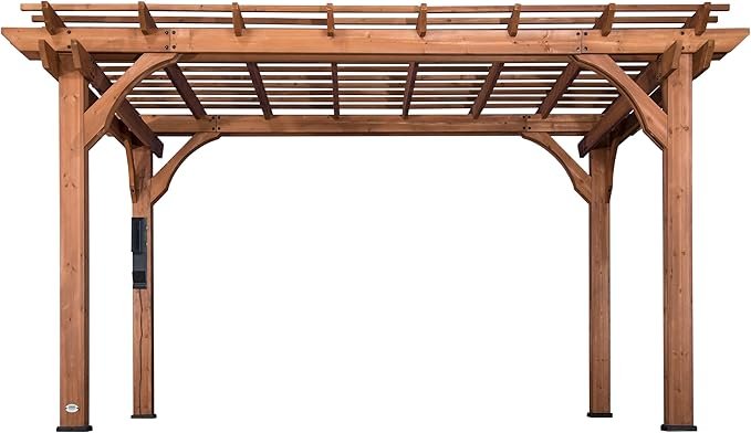 Backyard Discovery 10 Ft x 14 Ft Cedar Wood Outdoor Patio Pergola