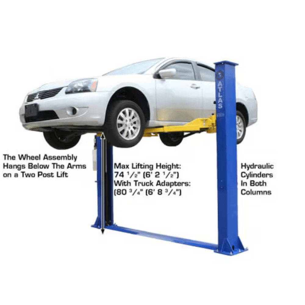 Atlas 9KBPX Baseplate 2-Post Car Lift 9000 Lb for Low Ceilings