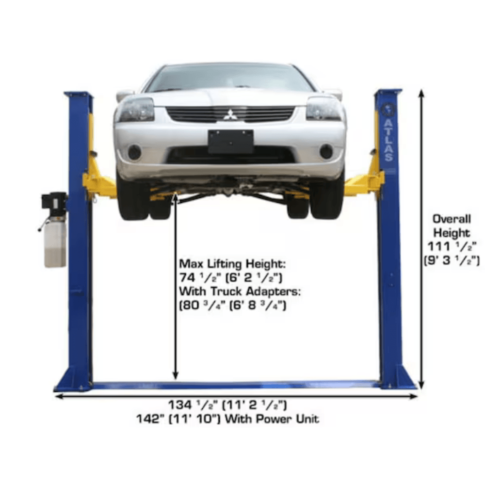Atlas 9KBPX Baseplate 2-Post Car Lift 9000 Lb for Low Ceilings