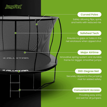 ALLSTAR 10-Foot Backyard Outdoor Trampoline with Safety Net and Ladder