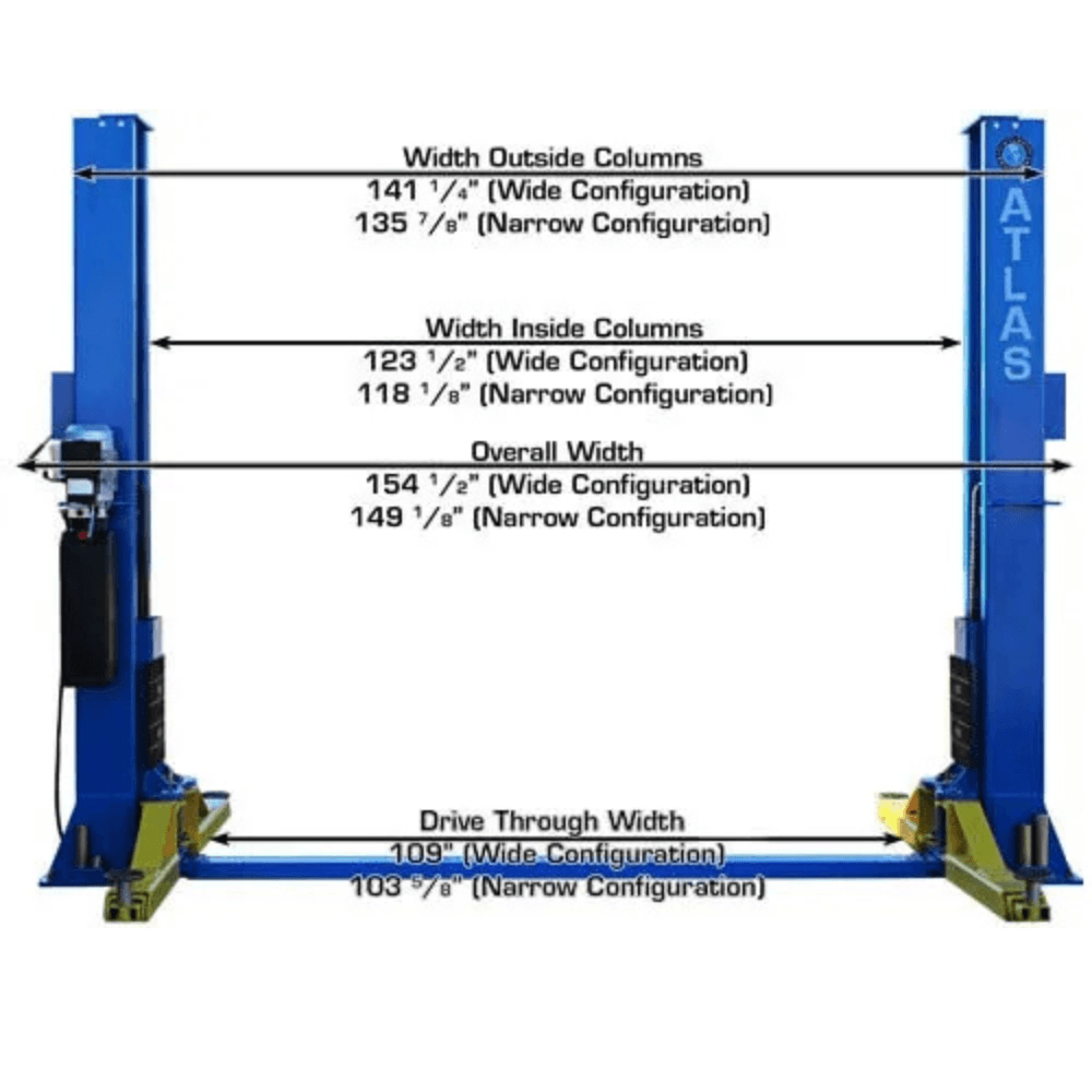 Atlas BP12000X 12,000 Lb. Capacity Heavy-Duty Baseplate 2-Post Car Lift