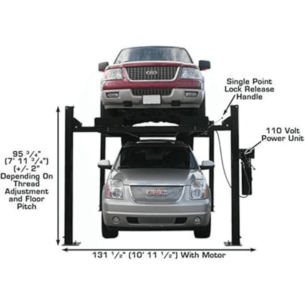 Atlas Garage PRO9000 9000 Lb. Extra Wide Tall Long Portable 4-Post Lift