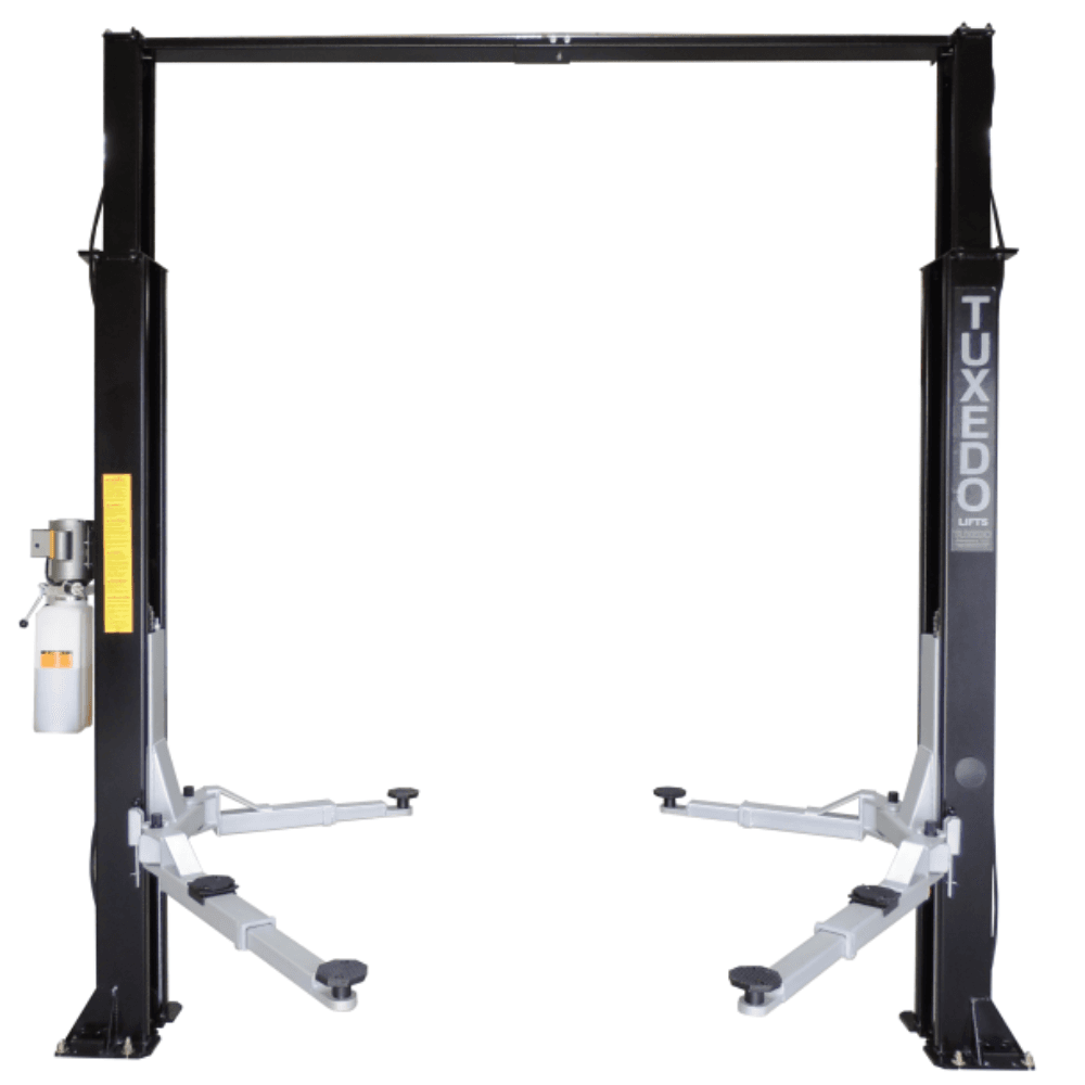 Premium 9000 Lb. Capacity Asymmetric Clear-Floor 2-Post Car Lift in Black