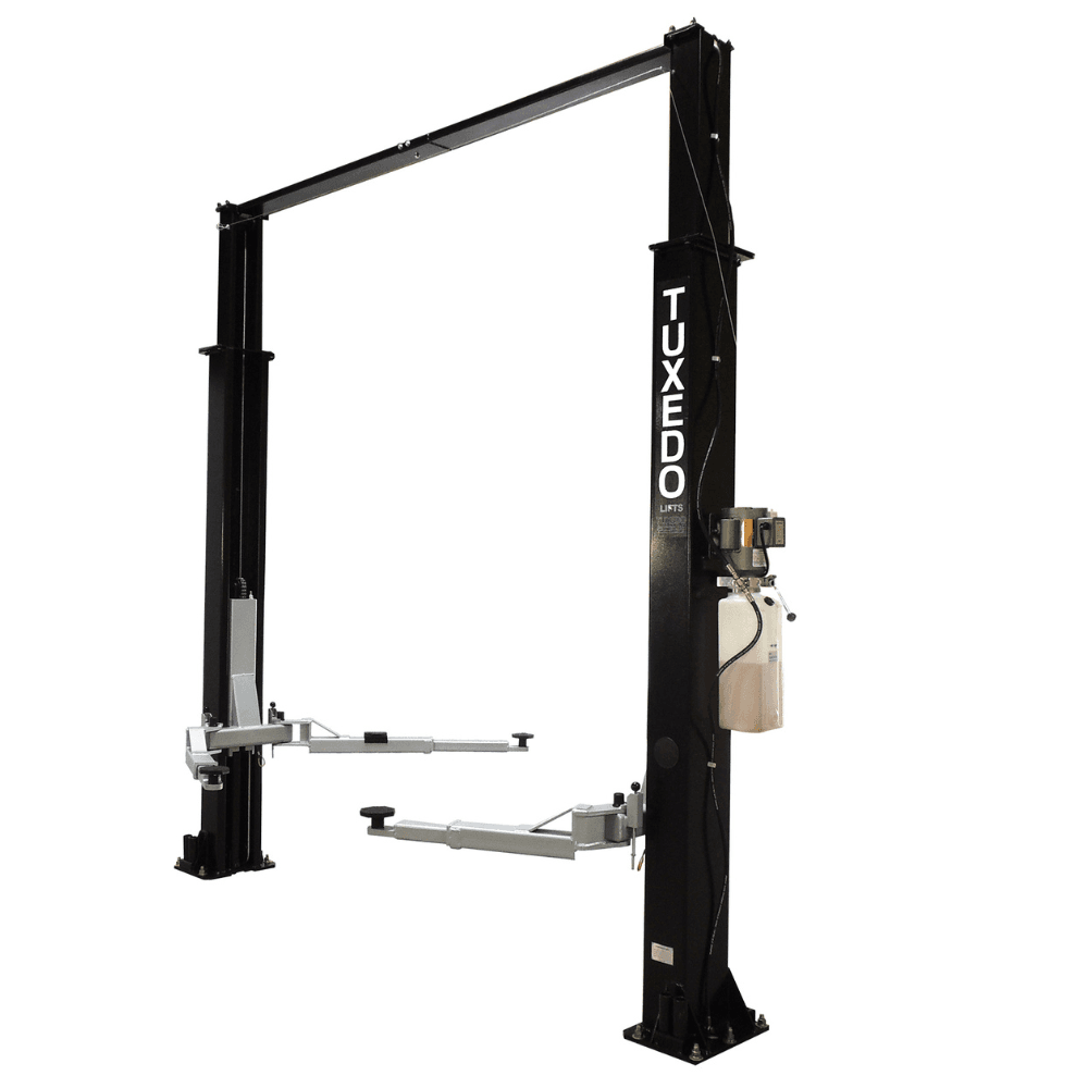 Premium 9000 Lb. Capacity Asymmetric Clear-Floor 2-Post Car Lift in Black