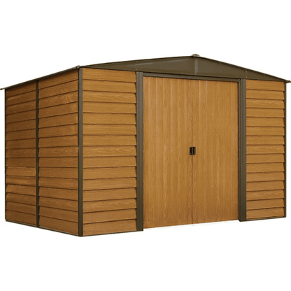 Arrow Woodridge 10' x 8' Galvanized Steel Storage Shed with Woodgrain Finish