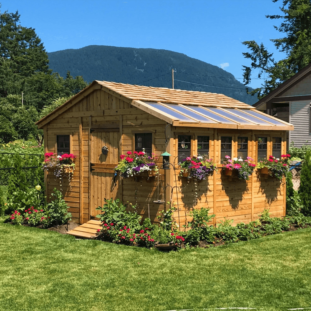 Cedarshed Sunshed 12' x 12' Western Red Cedar Garden Greenhouse Shed
