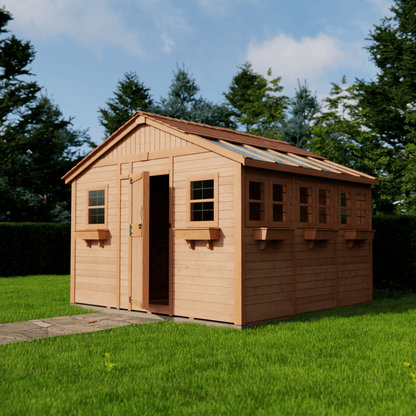 Cedarshed Sunshed 12' x 12' Western Red Cedar Garden Greenhouse Shed