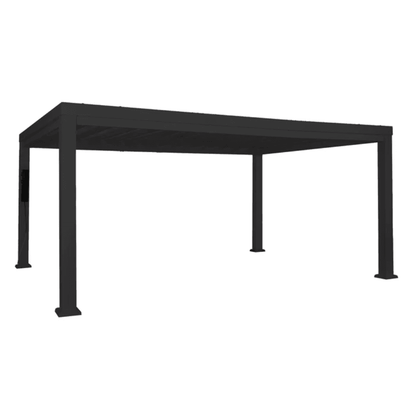 Backyard Discovery Trenton 16' x 12' Modern Galvanized Steel Pergola Black Frame with Shade Sail Canopy and PowerPort