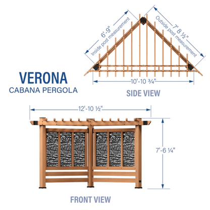 Backyard Discovery Verona 13' x 10' Cedar Wood Cabana Pergola Patio Shade Structure with Composite Bamboo Privacy Panels