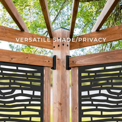 Backyard Discovery Verona 13' x 10' Cedar Wood Cabana Pergola Patio Shade Structure with Composite Bamboo Privacy Panels
