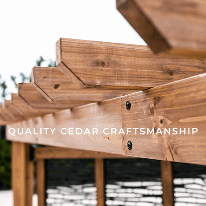 Backyard Discovery Verona 13' x 10' Cedar Wood Cabana Pergola Patio Shade Structure with Composite Bamboo Privacy Panels