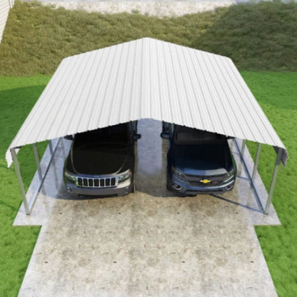 VersaTube Classic 20' x 20' x 7' Steel Carport DIY Kit Metal Roof Vehicle Shelter with Slip-Fit Frame