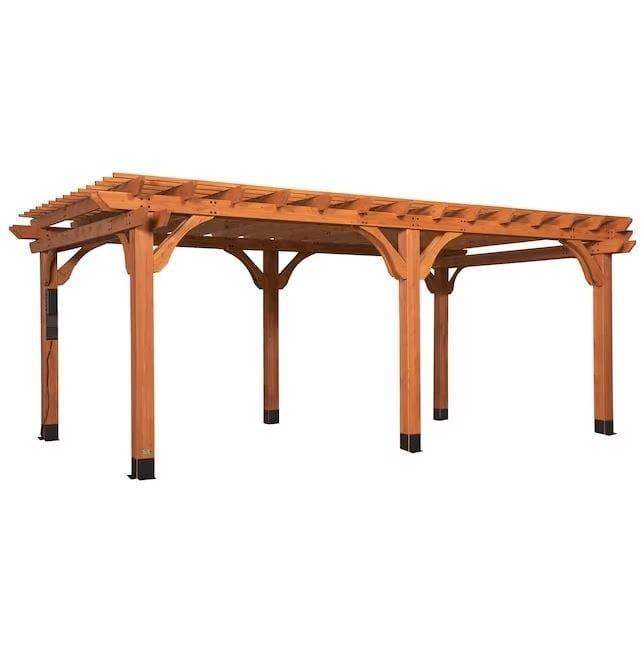 Backyard Discovery Beaumont 20' x 12' Cedar Wood Pergola with PowerPort and Wind-Tested Frame