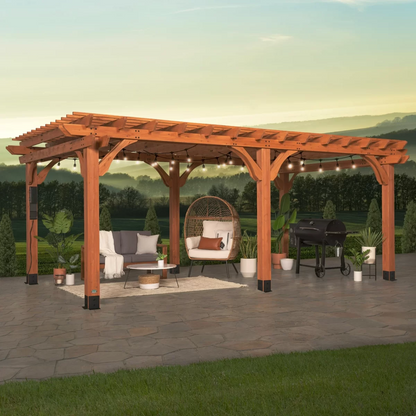 Backyard Discovery Beaumont 20' x 12' Cedar Wood Pergola with PowerPort and Wind-Tested Frame