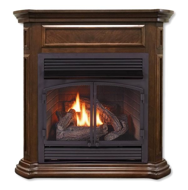 Duluth Forge 32,000 BTU Dual Fuel Ventless Gas Fireplace in Nutmeg Finish