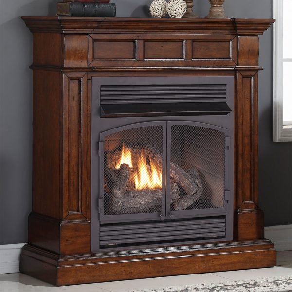 Duluth Forge 32,000 BTU Dual Fuel Ventless Gas Fireplace in Auburn Cherry