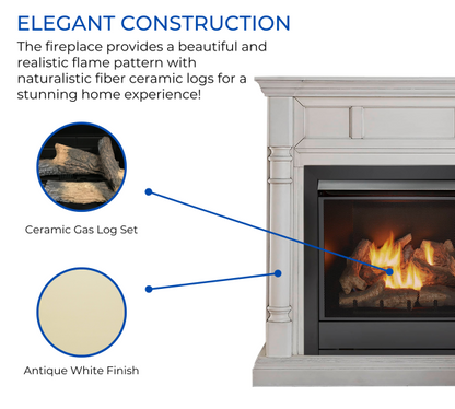 Duluth Forge 32,000 BTU Dual Fuel Ventless Gas Fireplace in Antique White